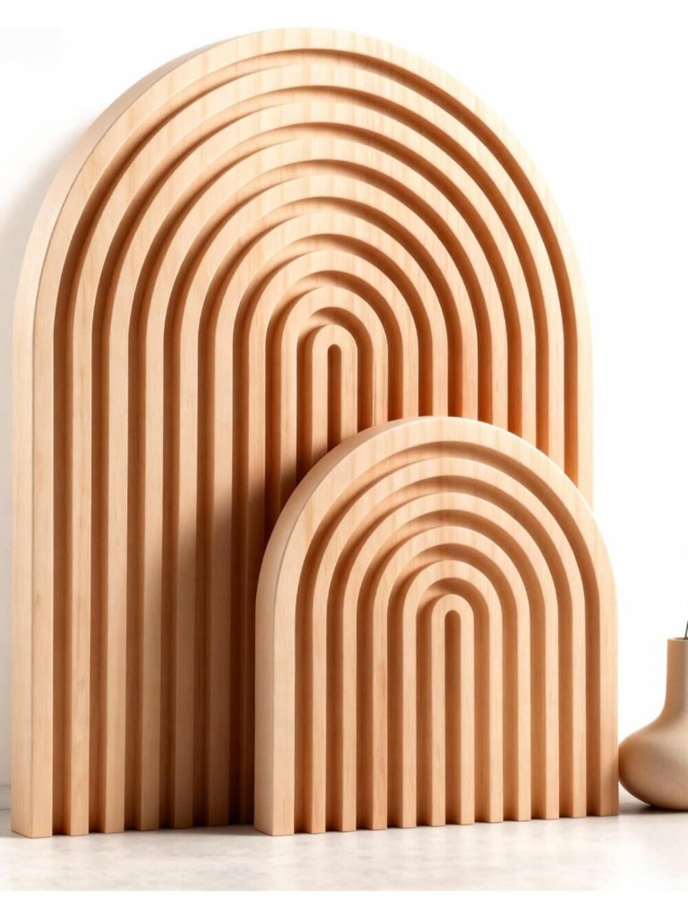 2 Pcs Natural Wood Arch Decor, Boho Shelf & Serving Board for Fireplace Mantel,